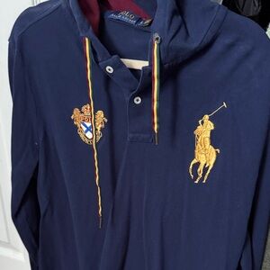 Ralph Lauren Blue Hoodie with Gold Accents
